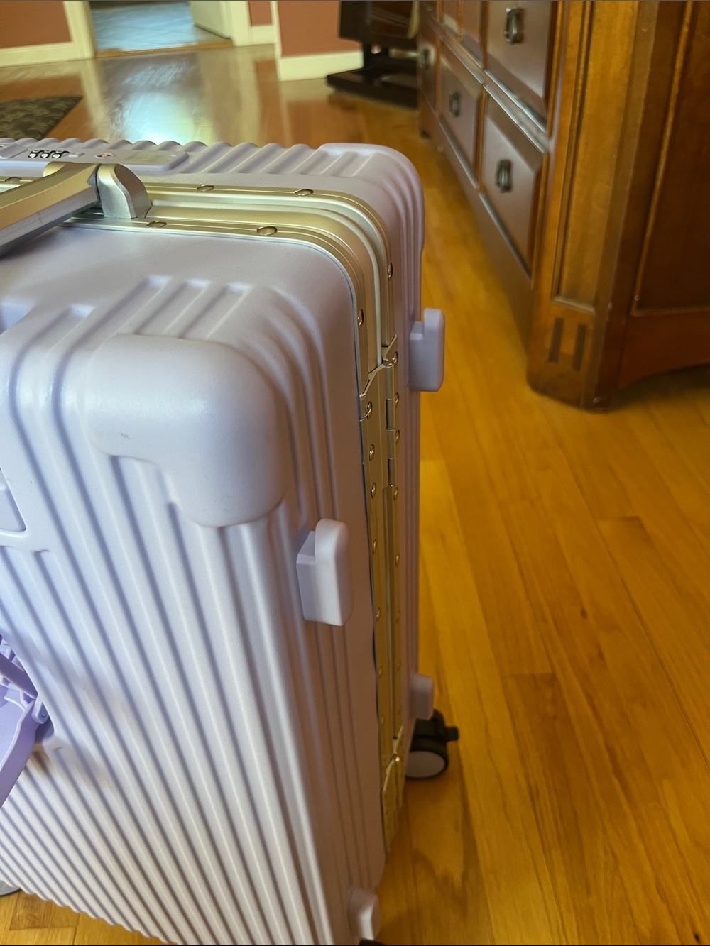 Light Purple Hard-Shell Spinner Carry-On - Nobl - cup holder. Laptop case.knobs - Picture 5 of 8